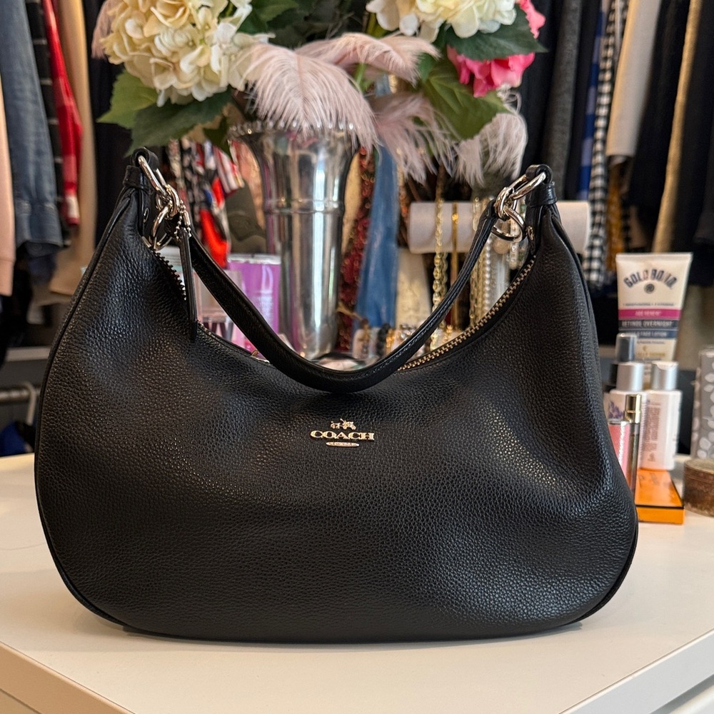 Coach Black Pebbled Leather Shoulder Hobo